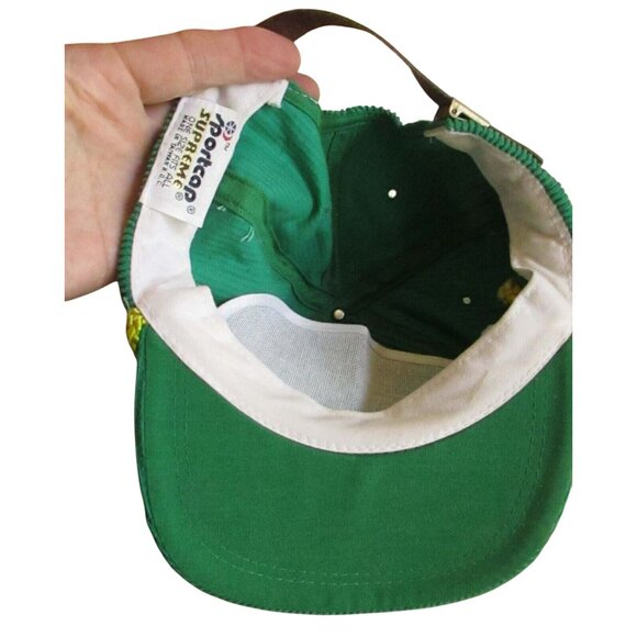 trucker Skater Cap True Vtg 80s GREEN CORDUROY T.R. Hawks Logo Sportcap - Picture 5 of 5